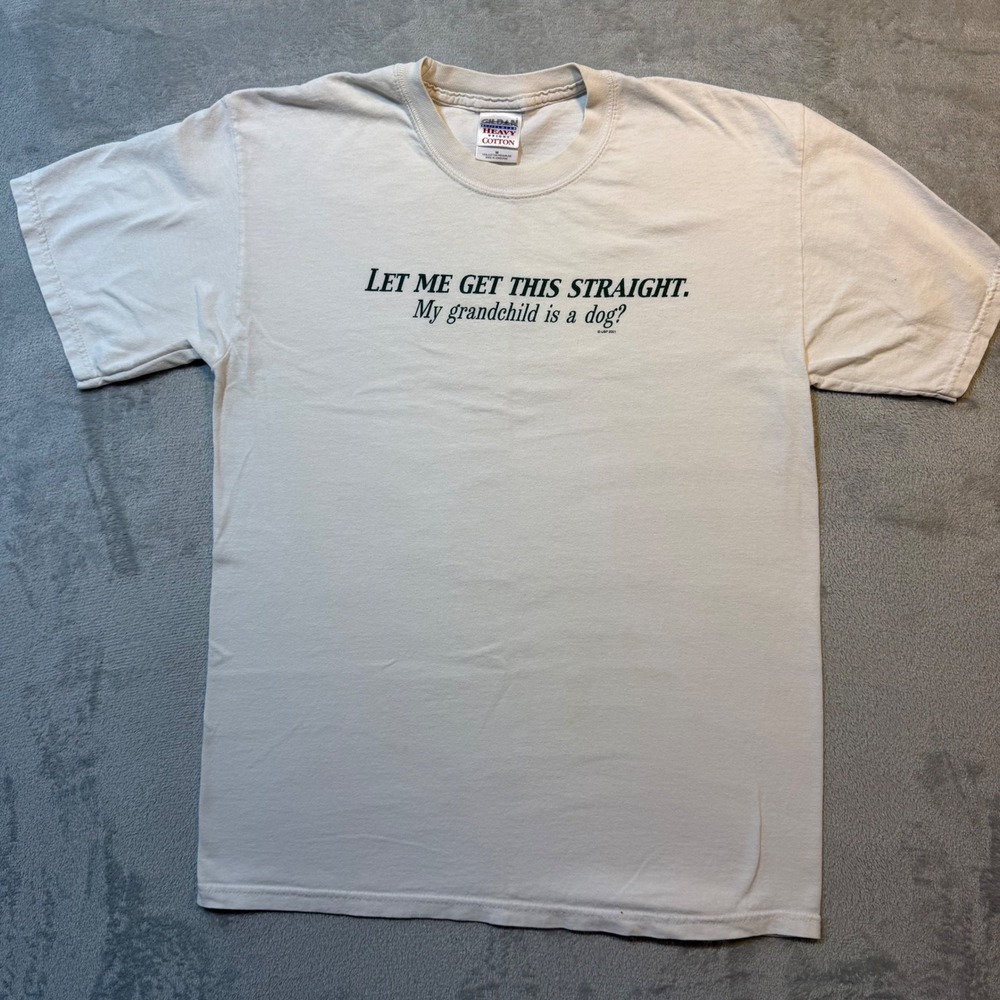 Vintage 2001 My‎ Grandchild is a Dog Funny Graphic Tee White 2000s Y2K Shirt M
